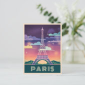 Retro 80s Neon Synthwave Eiffel Tower Paris Frankr Briefkaart (Staand voorkant)