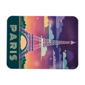 Retro 80s Neon Synthwave Eiffel Tower Paris Frankr Magneet (Horizontaal)
