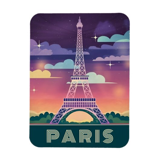 Retro 80s Neon Synthwave Eiffel Tower Paris Frankr Magneet (Verticaal)