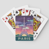 Retro 80s Neon Synthwave Eiffel Tower Paris Frankr Pokerkaarten (Achterkant)