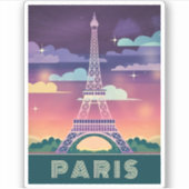 Retro 80s Neon Synthwave Eiffel Tower Paris Frankr Sticker (Voorkant)