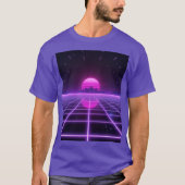 Retro 80s Neon Synthwave Grid Oneindigheid Estheti T-shirt (Voorkant)