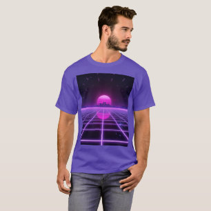 Retro 80s Neon Synthwave Grid Oneindigheid Estheti T-shirt