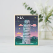 Retro 80s Neon Synthwave Leaning Tower Pisa Italië Briefkaart (Staand voorkant)