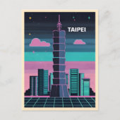 Retro 80s Neon Synthwave Taipei 101 Taiwan Briefkaart (Voorkant)
