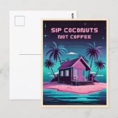 Retro 80s Neon Synthwave Tropisch Eiland Zomer Briefkaart (Voorkant / Achterkant)