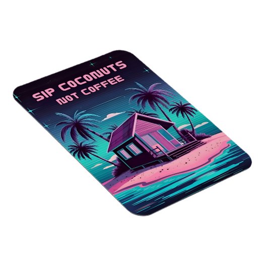 Retro 80s Neon Synthwave Tropisch Eiland Zomer Magneet (Rechterzijde)