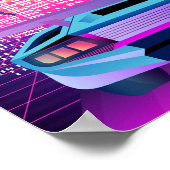 Retro 80s Neon Vaporwave City Zonsondergang en Aut Poster (Hoek)