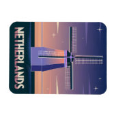 Retro 80s Neon Vaporwave Nederland Windmolen Magneet (Horizontaal)