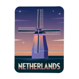 Retro 80s Neon Vaporwave Nederland Windmolen Magneet