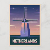 Retro 80s Neon Vaporwave Nederland Windmolen Post Briefkaart (Voorkant)