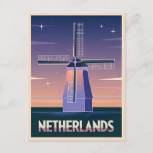 Retro 80s Neon Vaporwave Nederland Windmolen Post