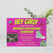 Retro 80's neon Verjaardag Kaart (Staand voorkant)