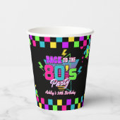 Retro 80's Neon Verjaardag Party Papieren Cups Papieren Bekers (Achterkant)