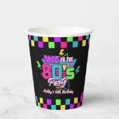 Retro 80's Neon Verjaardag Party Papieren Cups Papieren Bekers (Voorkant)