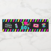 Retro 80s Neon Verjaardag Waterfles Etiket (Enkel label)