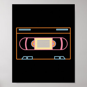 Retro 80s Neon Video Tape Vhs Poster