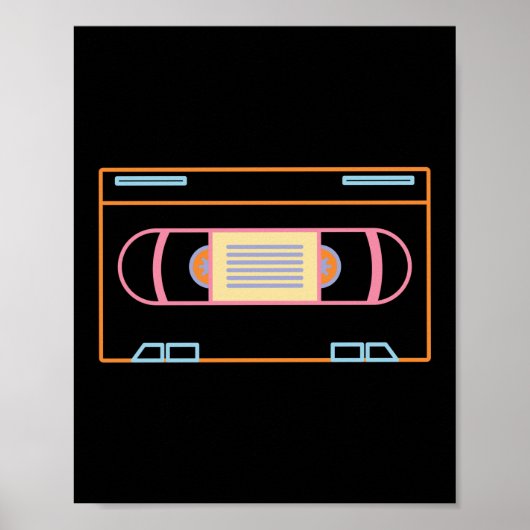 Retro 80s Neon Video Tape Vhs Poster (Voorkant)