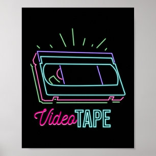Retro 80s Neon Video Tape Vhs Poster
