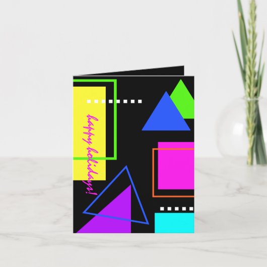 RETRO 80s NEON VORMT HOLIDAY XMAS FOTO Feestdagen Kaart (Voorkant)