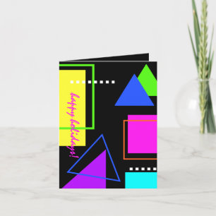 RETRO 80s NEON VORMT  HOLIDAY XMAS FOTO Feestdagen Kaart