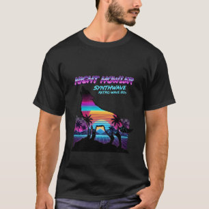 Retro 80s Neon Wolf Huilende Vaporwave Palmbomen T-shirt