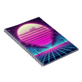 retro, 80s neon zonsondergang/palmen notitieboek (Rechterzijde)