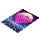 retro, 80s neon zonsondergang/palmen notitieboek (Linkerzijde)
