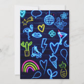 Retro 80s neonlasergloed Sweet 15 marineblauw baks Kaart (Achterkant)