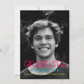 Retro 80s neonverlichting Foto-afstuderen Aankondiging (Voorkant)