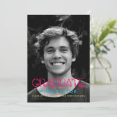 Retro 80s neonverlichting Foto-afstuderen Aankondiging (Staand voorkant)