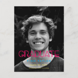 Retro 80s neonverlichting Foto-afstuderen Briefkaart