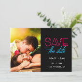 Retro 80s Neonverlichting Sla de datumfoto op Aankondiging (Staand voorkant)