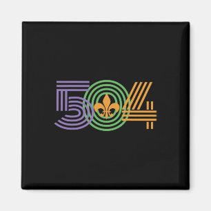 Retro 80's New Orleans 504 Mardi Gras 2025 Magneet