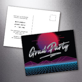 Retro 80's New Wave Afstuderen Afstudeerder Party  Briefkaart