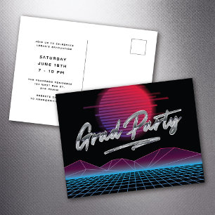 Retro 80's New Wave Afstuderen Afstudeerder Party  Briefkaart
