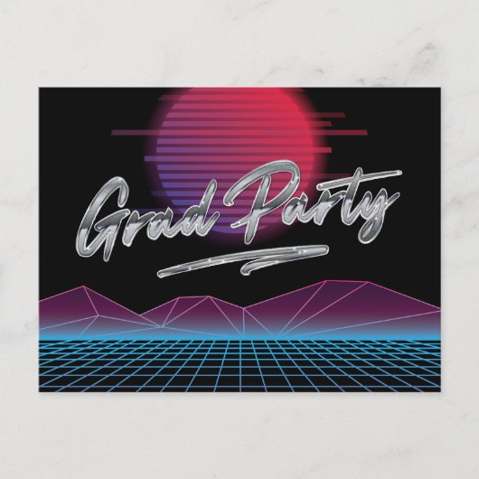 Retro 80's New Wave Afstuderen Afstudeerder Party Briefkaart (Voorkant)