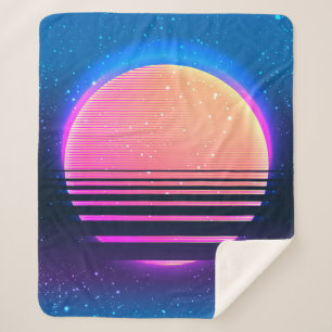 Retro  80s of 90s geometrische stijl abstract sherpa deken