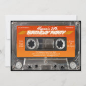 Retro 80s Oranje Mixtape Cassette Party Kaart (Voorkant)