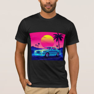 Retro 80s Outrun Zonsondergang Spierauto Heren T-s T-shirt