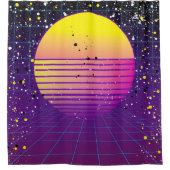 Retro 80's Paarse Gele Zon Douchegordijn (Voorkant)