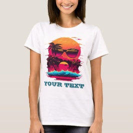 Retro 80s  palmboom Caribisch gebied T-shirt