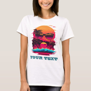 Retro 80s  palmboom Caribisch gebied T-shirt