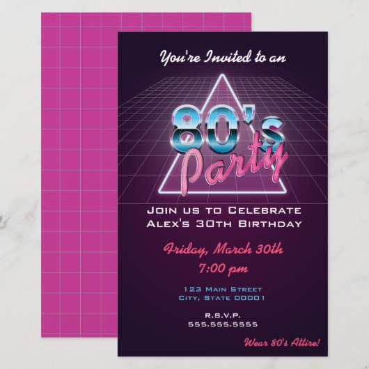 Retro 80's party Flyer (Voorkant / Achterkant)