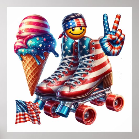 Retro 80's Patriot Vlag Poster (Voorkant)