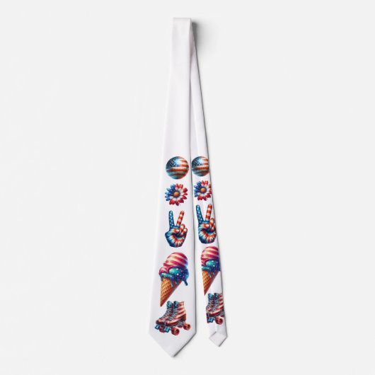 Retro 80's Patriot Vlag Stropdas (Voorkant)