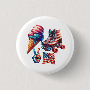Retro 80's Patriottistische Vlag Ronde Button 3,2 Cm