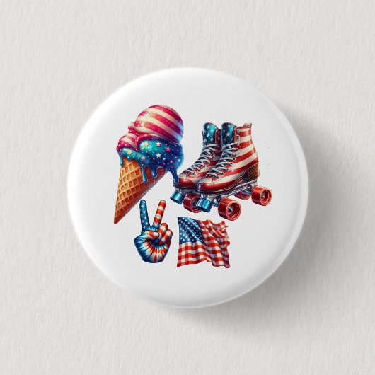 Retro 80's Patriottistische Vlag Ronde Button 3,2 Cm (Voorkant)