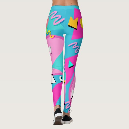 Retro 80s Pattern Leggings Vibrant Colourful (Achterkant)