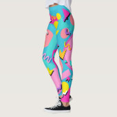 Retro 80s Pattern Leggings Vibrant Colourful (Links)